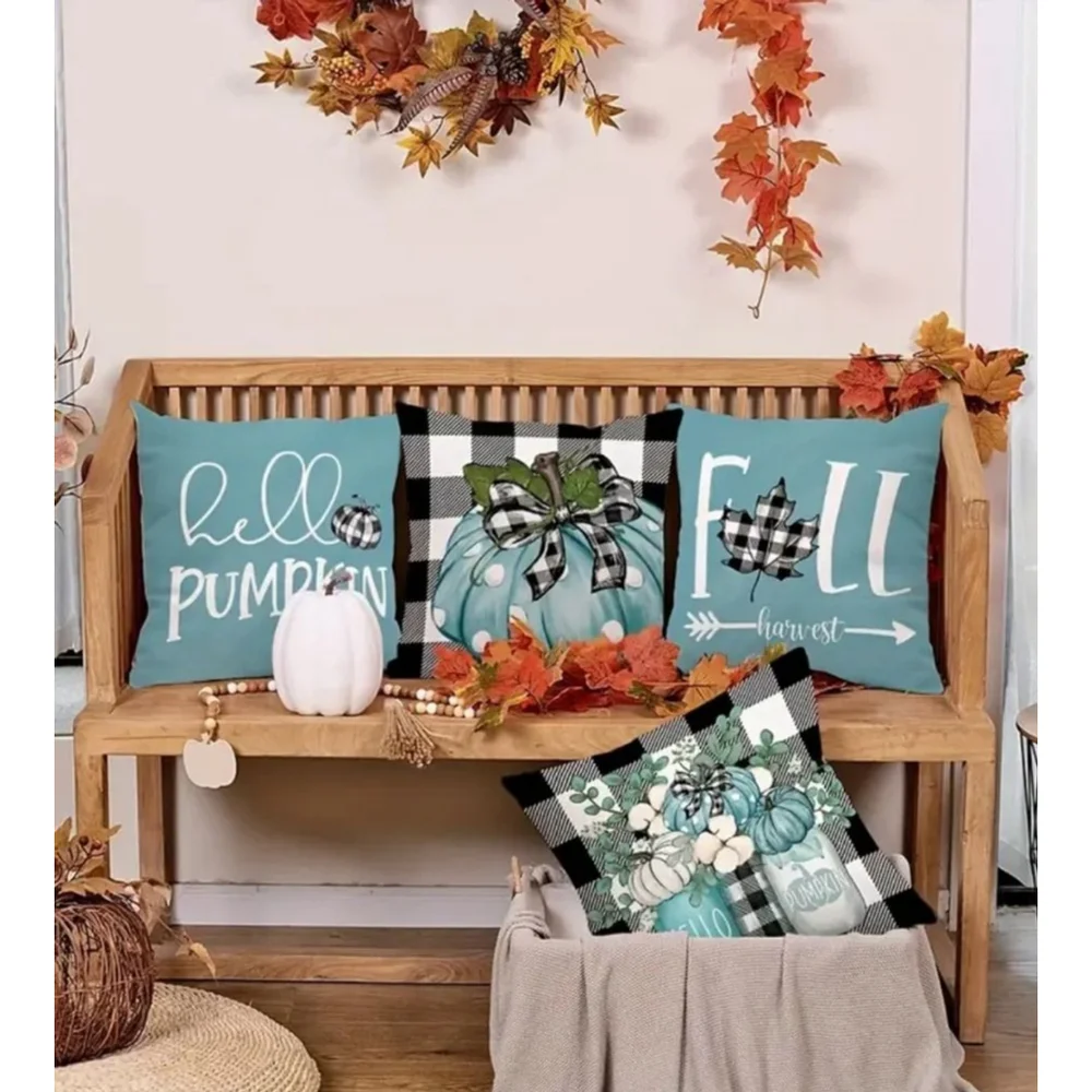 Fall Pillow Covers, Home Decor, 16x16 inches, Blue
